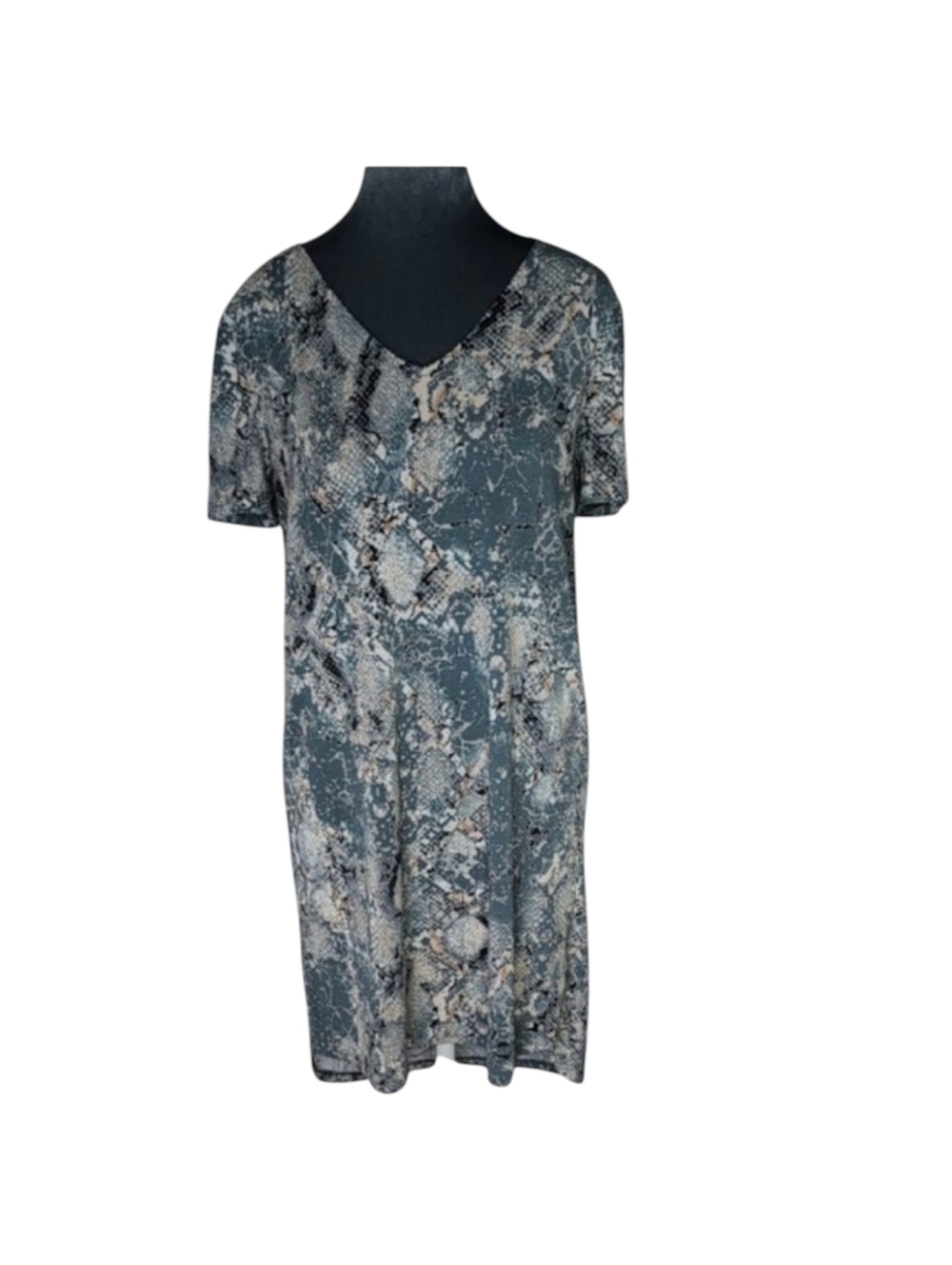 Christian Siriano V-Neck Stretchy Gray Snake Skin Print Dress Size S